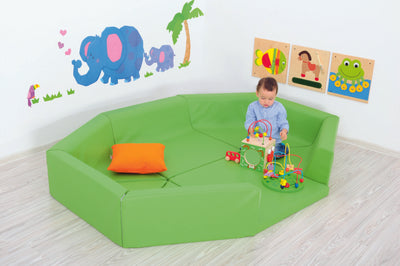 Driehoekig zitje met rugleuning - groen