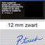 Labeltape Brother P-touch TC-201 12mm zwart op wit