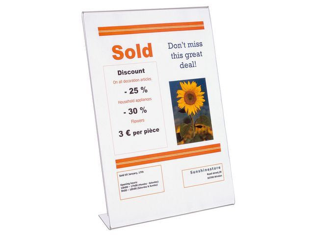 Staples Presenteer Tafelstandaard A4, Schuinstaand portret, Transparant