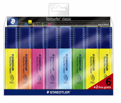 Markeerstift Staedtler 364 Textsurfer set Ã 6 stuks assorti + 2 geel gratis