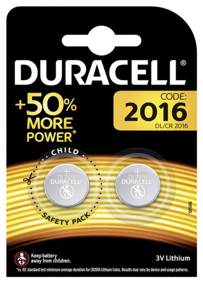 Batterij Duracell knoopcel 2xCR2016 lithium Ã˜20mm 3V-90mAh