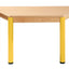 Tafel beuken/metaal 120 x 60 cm. trapezium 40-76 cm.