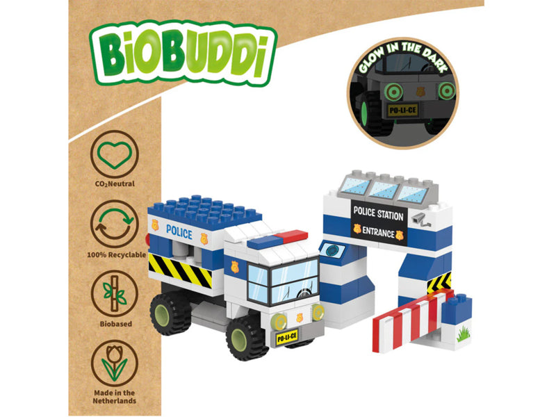 BiOBUDDi Politieauto met Slagboom BB-2038 141 dlg.