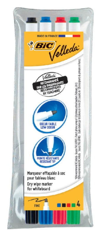 Viltstift Bic 1721 whiteboard rond assorti 1.5mm set Ã 4st