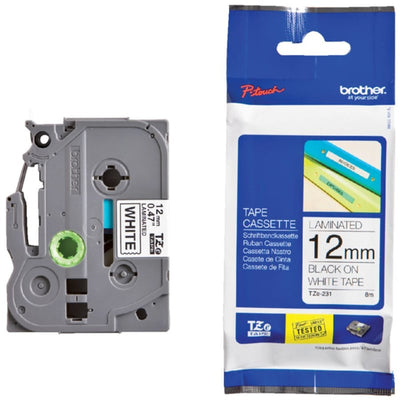 Labeltape Brother P-touch TZE-S231 12mm zwart op wit