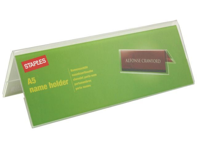 Staples Tafelnaambordje, A5, Transparant