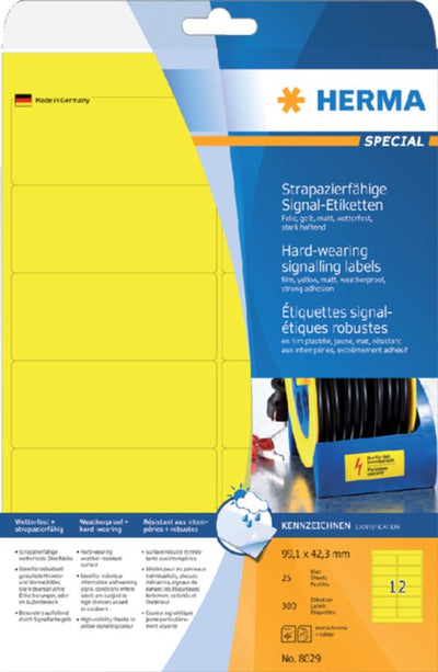 Etiket Herma 8029 99.1x42.3mm folie 300stuks geel