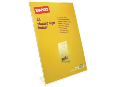 Staples Reclamehouder A3 Tafelstandaard schuinstaand, Transparant