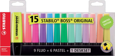 Markeerstift STABILO Boss Original 7015-01-5 deskset Ã 15 kleuren