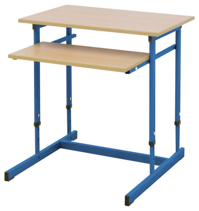 Computerbureau NEO 1R, enkel, met instelbare hoogte 3-7 - blauw
