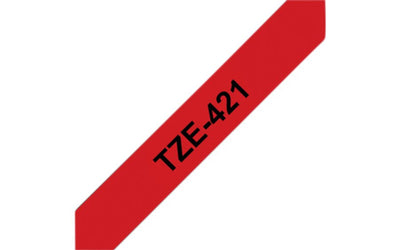 Labeltape Brother P-touch TZE-421 9mm zwart op rood