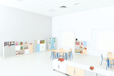 Zeshoekige Quint-tafel 128 cm 40-58cm hoogte verstelbaar lichtblauw