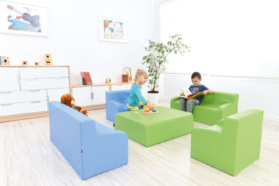 Bank met armleuningen 98cm lang - Blauw