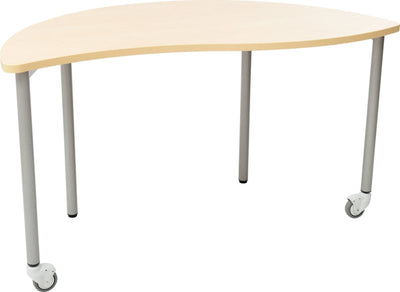 Milan tafel met wielen - halfrond met golf - maat 3 berken