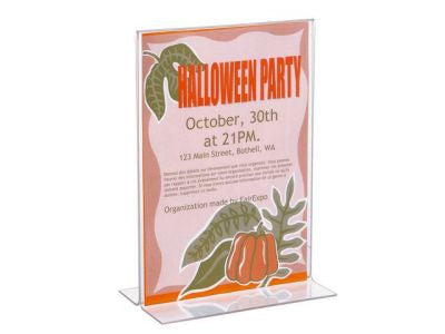 Staples Reclamehouder A5 Tafelstandaard rechtstaand, Dubbelzijdig, Transparant