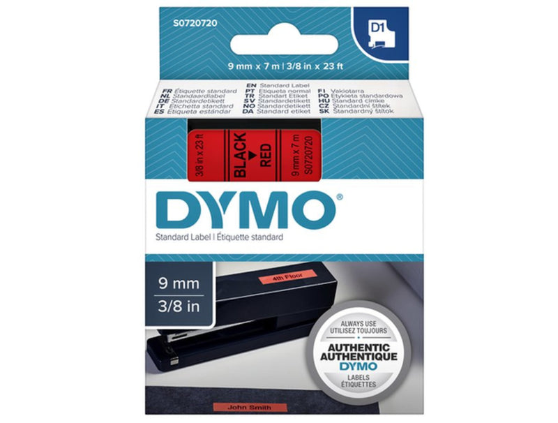Labeltape Dymo 40917 D1 720720 9mmx7m zwart op rood