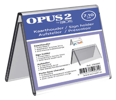 Tafelnaambord OPUS 2 V-standaard 70mmx100mm acryl