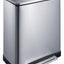 Afvalbak pedaalemmer E-Cube RVS mat rechthoekig 18+28liter
