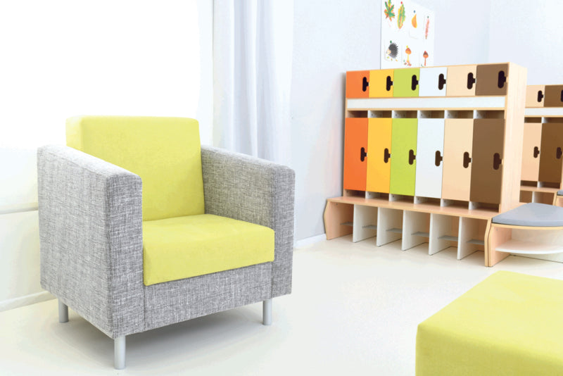 Relax fauteuil grijs/groen - ronde poten