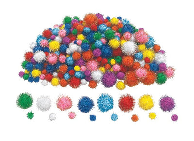 Pompons glitter assorti 1.5-3 cm 300 stuks