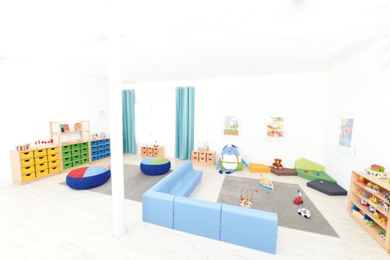 Lage hoekbank 51,5cm zithoogte 20cm - Lichtblauw