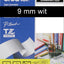 Labeltape Brother P-touch TZE-325 9mm wit op zwart
