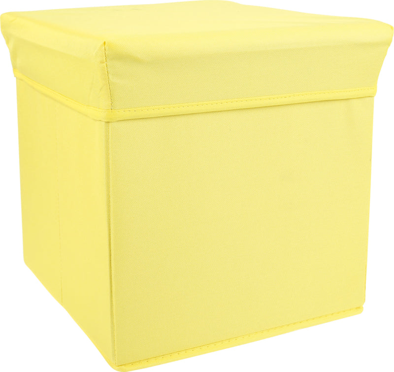 Stoffen opberg poef - geel