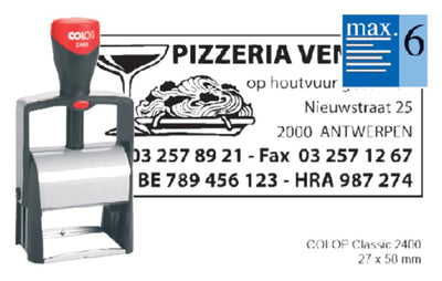 Tekststempel Colop 2400 +bon 6regels 58x27mm