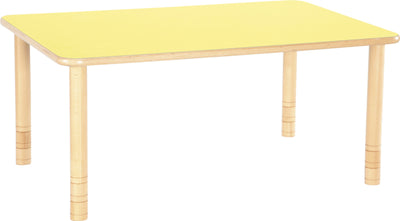 Rechthoekige Flexi tafel 120x80cm geel 58-76cm hoogte verstelbaar