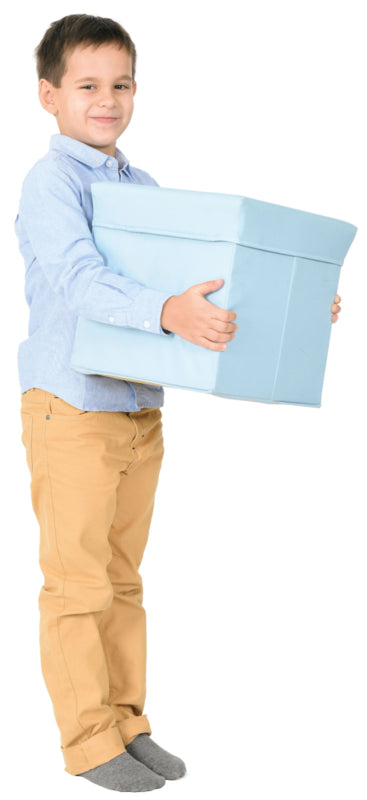 Stoffen opberg poef - blauw