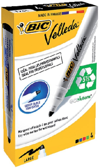 Viltstift Bic 1704 whiteboard rond assorti 1.4mm set Ã 4st