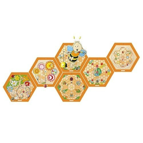 Wand-element Bijenkorf Bij honingraad 58 cm oranje