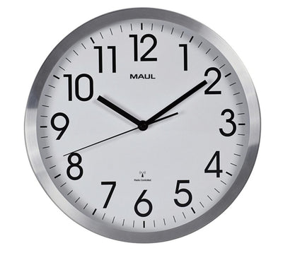 Wandklok MAUL Move RC Ã˜30,5x4.5cm aluminium/wit incl.batterij